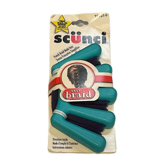 Scunci Easy Braid Hair Tool in Teal and Black vintage - Picture 1 of 3